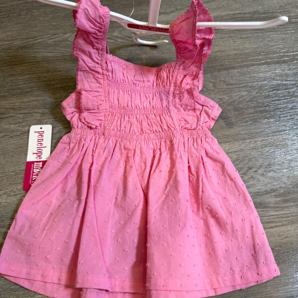 Penelope Mack Baby Girls Pink Smocked Dress Strawberry Bloomers Set 18M - Picture 6 of 6